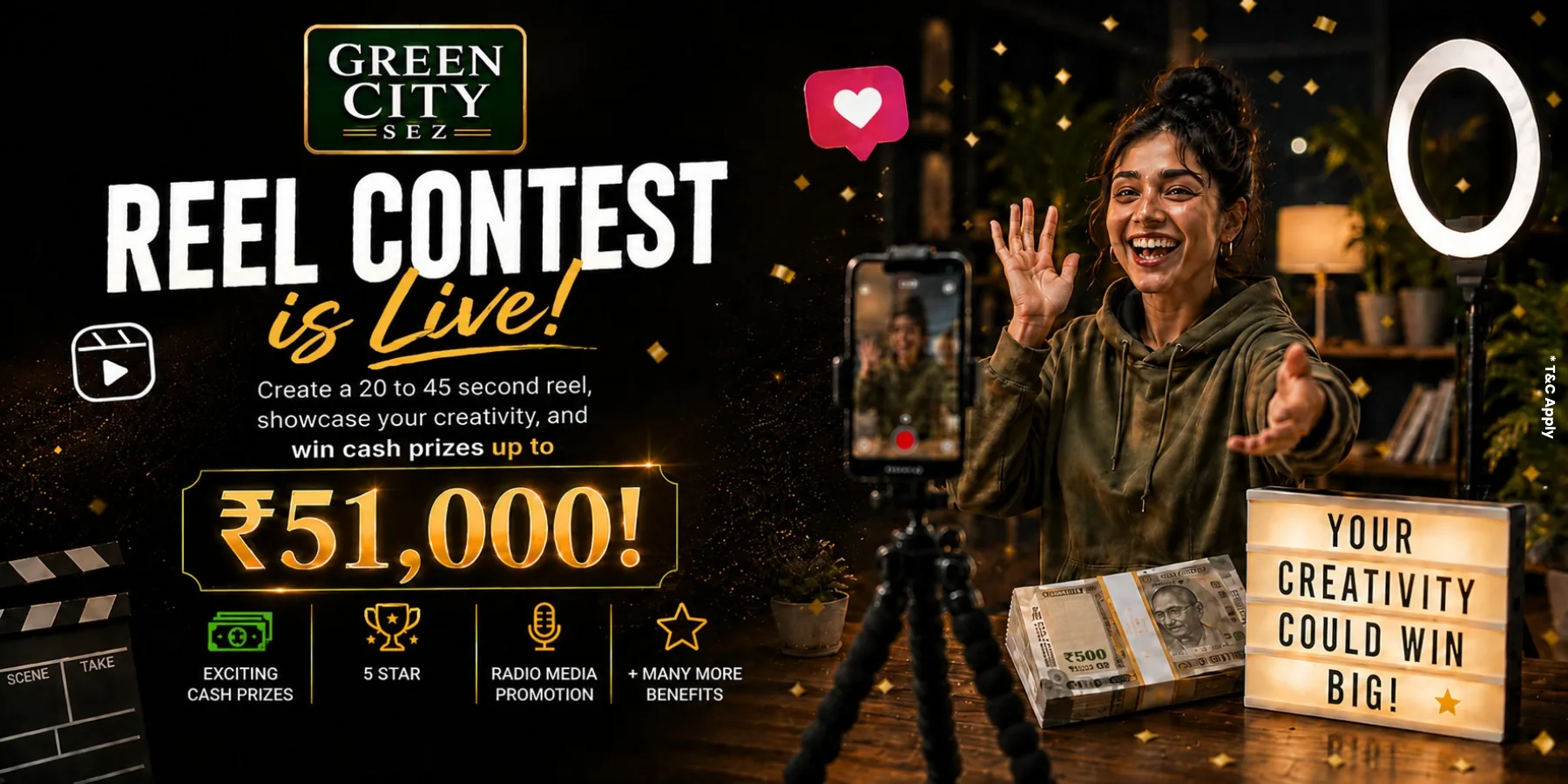 Green City SEZ Reel Contest is LIVE — create a 30 to 60 second reel and win cash prizes up to ₹51,000